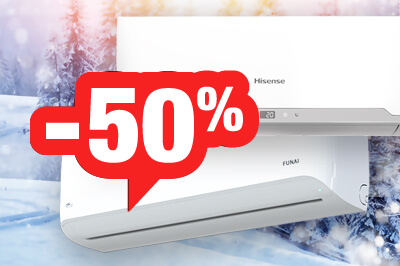Скидка 50% на установку кондиционеров Heisense и Funai  